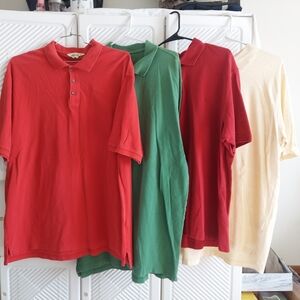 Eddie Bauer Men's XL Tall 100% Cotton Short Sleeve Shirt Bundle Red/Yellow/Green